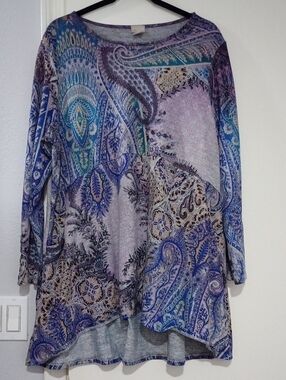 Chico's Paisley Tunic in Blue and Lavender